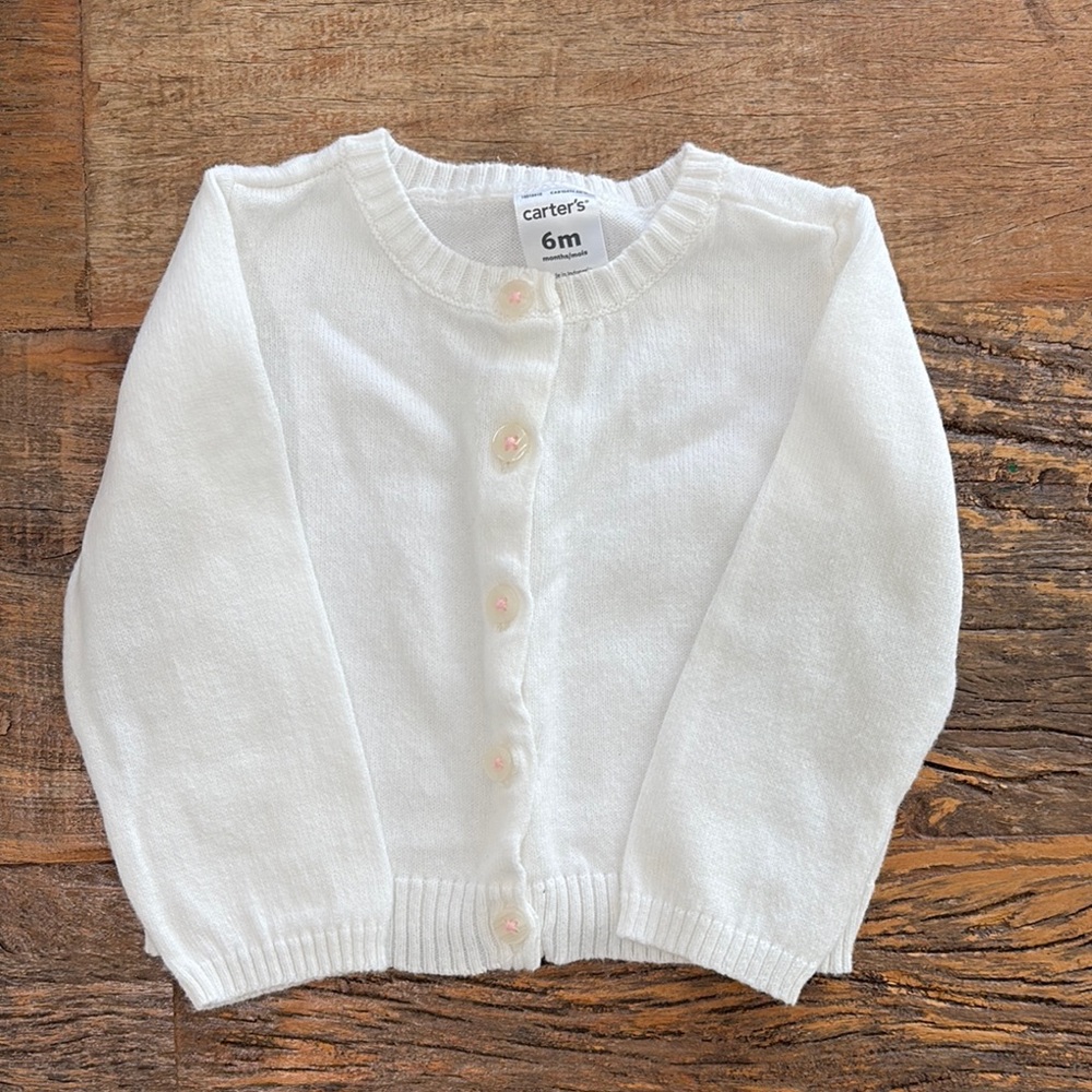 Carter's Never Worn Ivory Knit Baby Cardigan